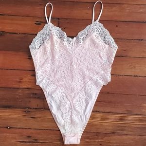 Vintage baby pink lace teddy